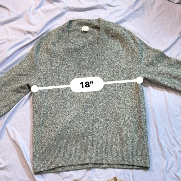 TWO "a new day" brand Short Long Sleeve VNeck Sweaters (Grey & Wheat) SIZE SMALL - Picture 8 of 11